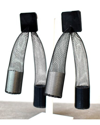 CHRISTINA BRAMPTI EARRINGS - CB-MESH S1511F - BLK/PEWTER/SILVER