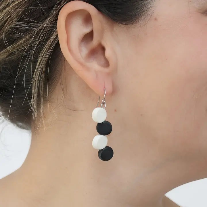 SYLCA Black and White Eva Dangle Earrings - TG26E01 - BLACK/WHITE