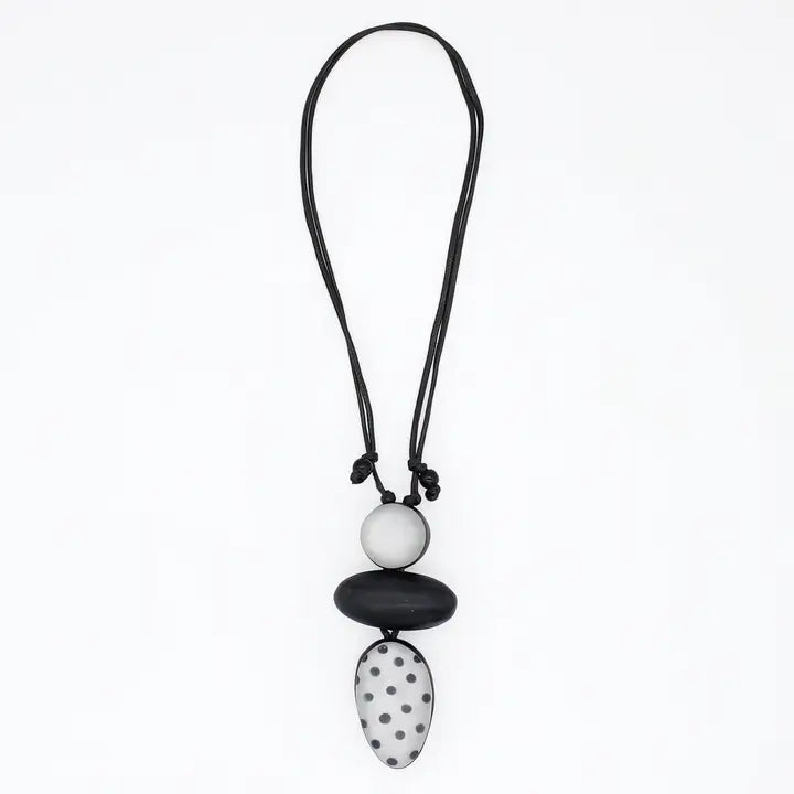 SYLCA Black Midori Polka Dot Statement Pendant - LS24N59 - BLACK