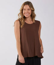 Sydney Project Ray Round Neck Flowy Tank Top - AFT107 - CHOCOLATE