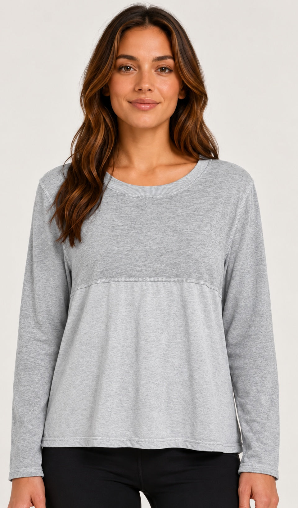 Prairie Cotton by CMC Heather Stretch Terry Contrast Crew Sweatshirt - HST706