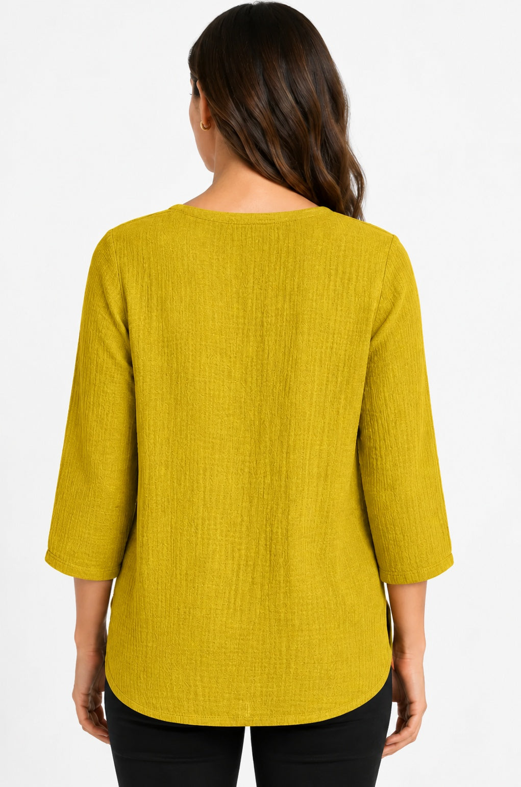 Prairie Cotton by CMC Crinkle Gauze 3/4 Sleeve V-Neck Tunic - CG304