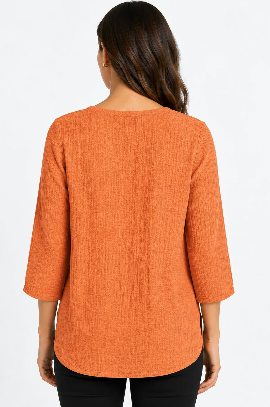 Prairie Cotton by CMC Crinkle Gauze 3/4 Sleeve V-Neck Tunic - CG304