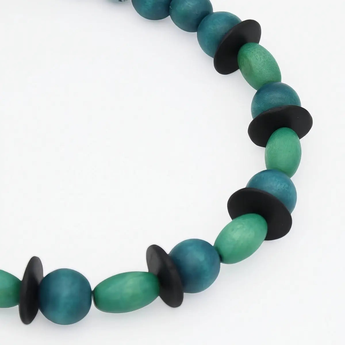SYLCA Teal and Aqua Wood Statement Necklace - SD25N63 - TEAL