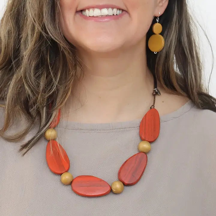 SYLCA Freya Metallic Orange Colorful Necklace - SD26N08 - ORANGE
