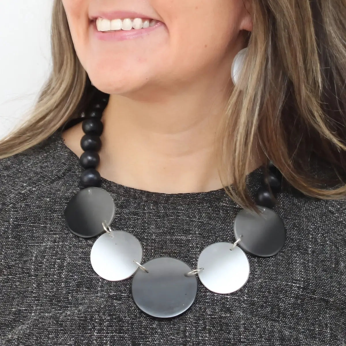 SYLCA Black Mirage Statement Necklace - SD26N13 - BLACK