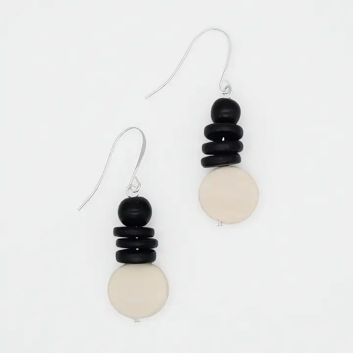 SYLCA White and Black Dusk Earrings - SD25E27 - WHITE