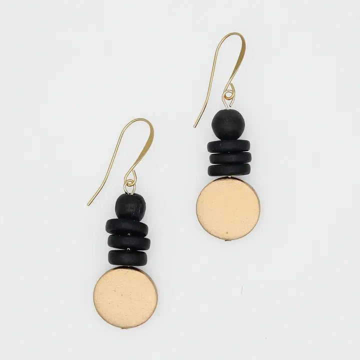 SYLCA Gold and Black Dusk Earrings - SD25E27 - GOLD