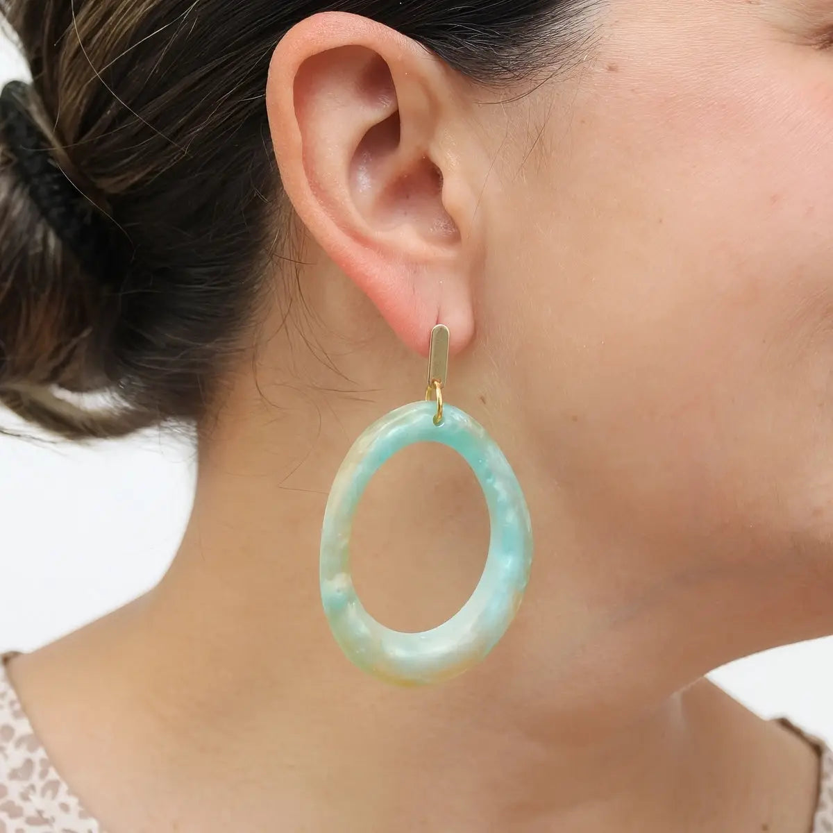 SYLCA Tidal Glow Oval Earring - SD26E05 - TEAL