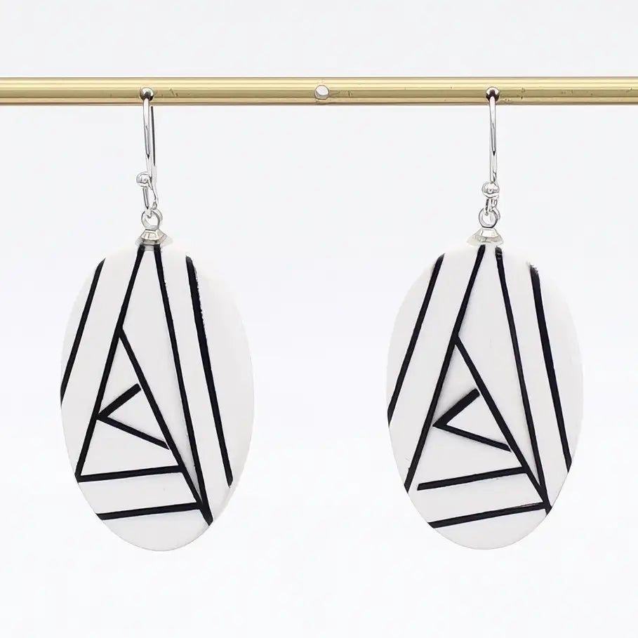 SYLCA White Modern Muse Statement Earring - LS26E11 - WHITE
