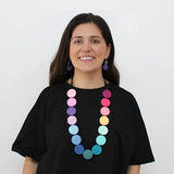 SYLCA Wood Rainbow Bead Statement Necklace