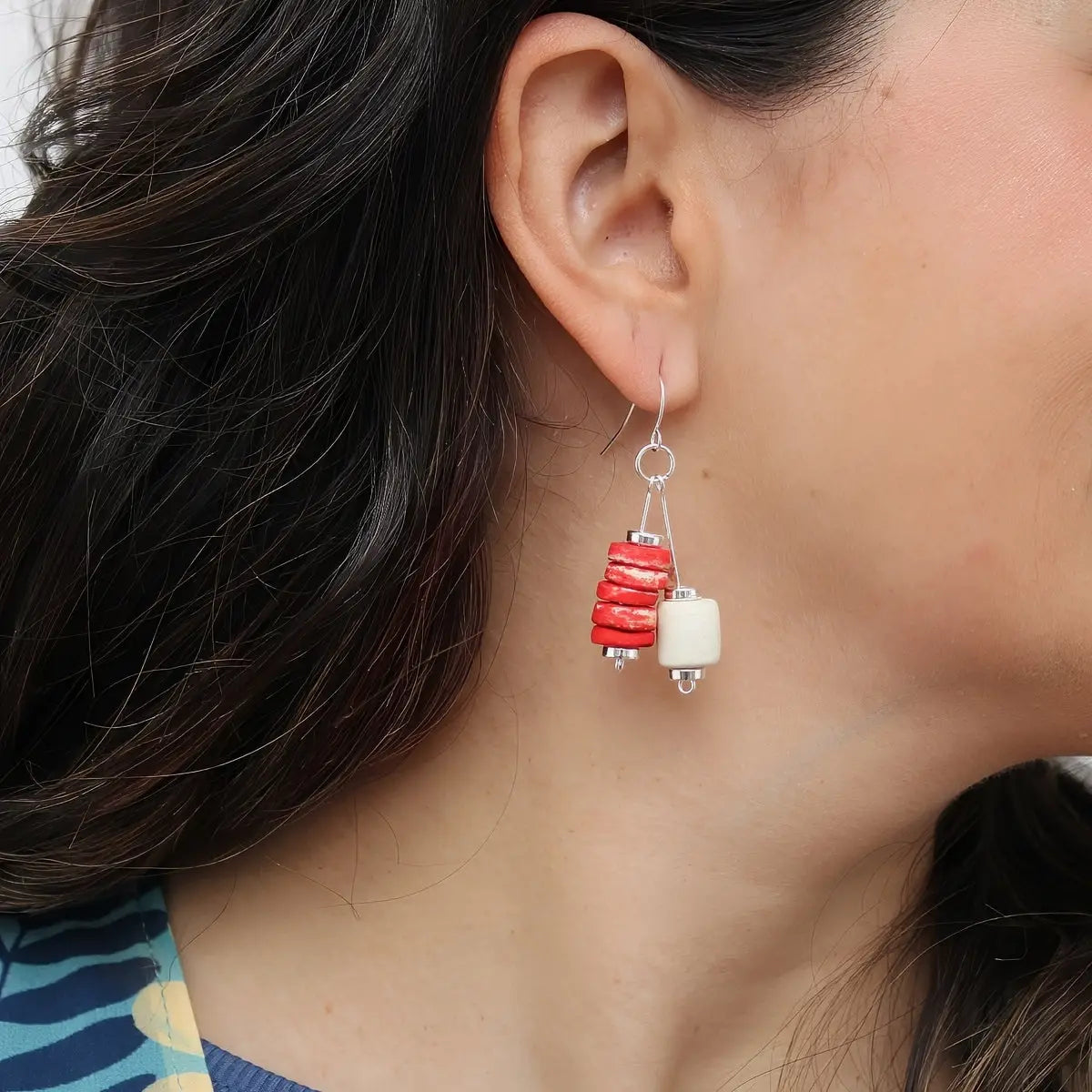 SYLCA Red Duel Drop Earring