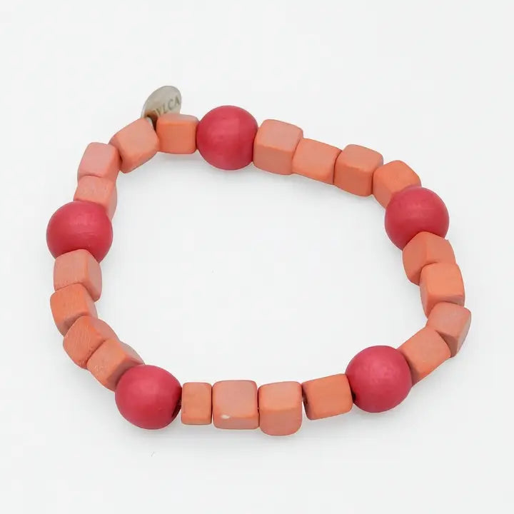 SYLCA Peach Simply Square Stretch Bracelet - SD26B01 - PEACH
