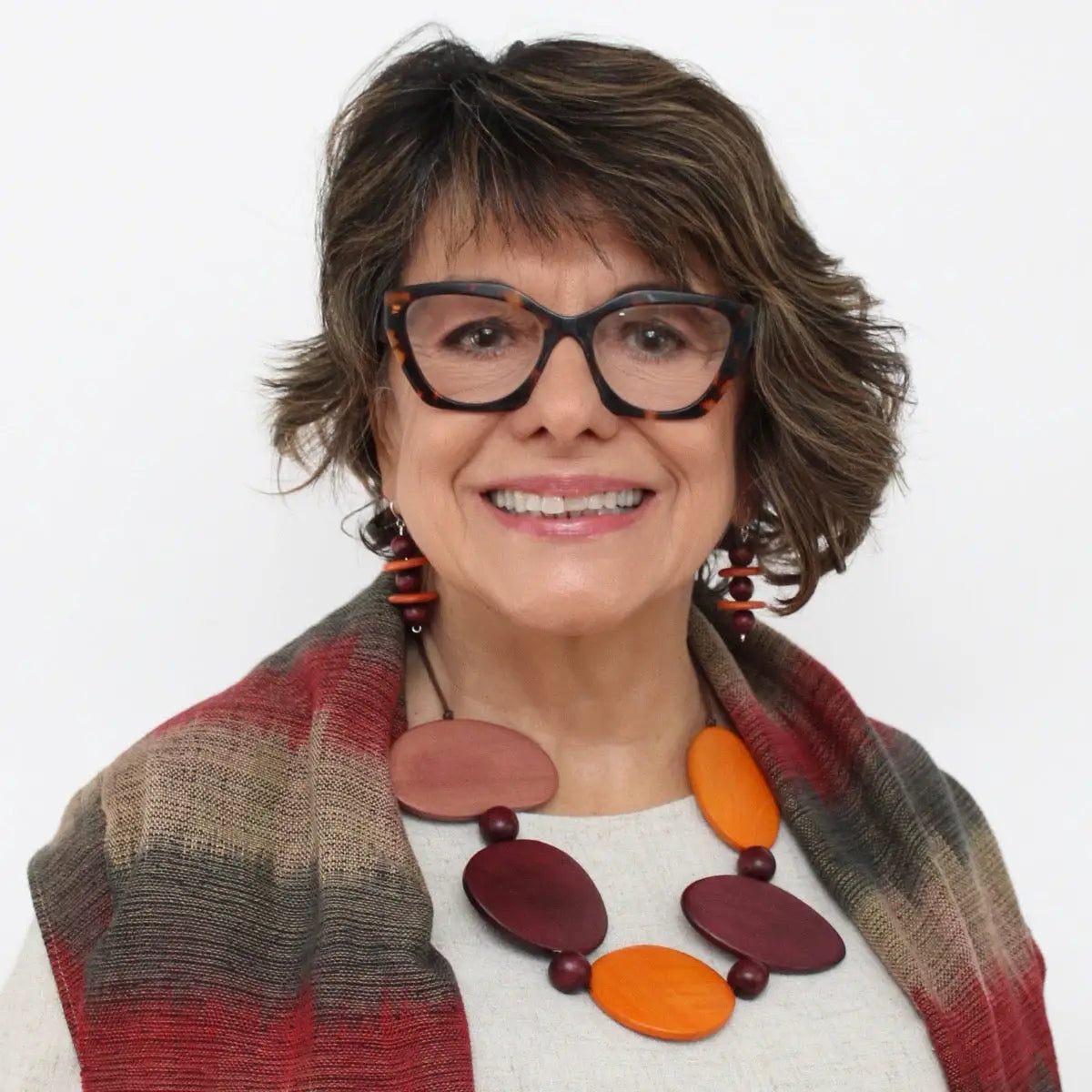SYLCA  Spice Jovie Wood Bead Statement Necklace