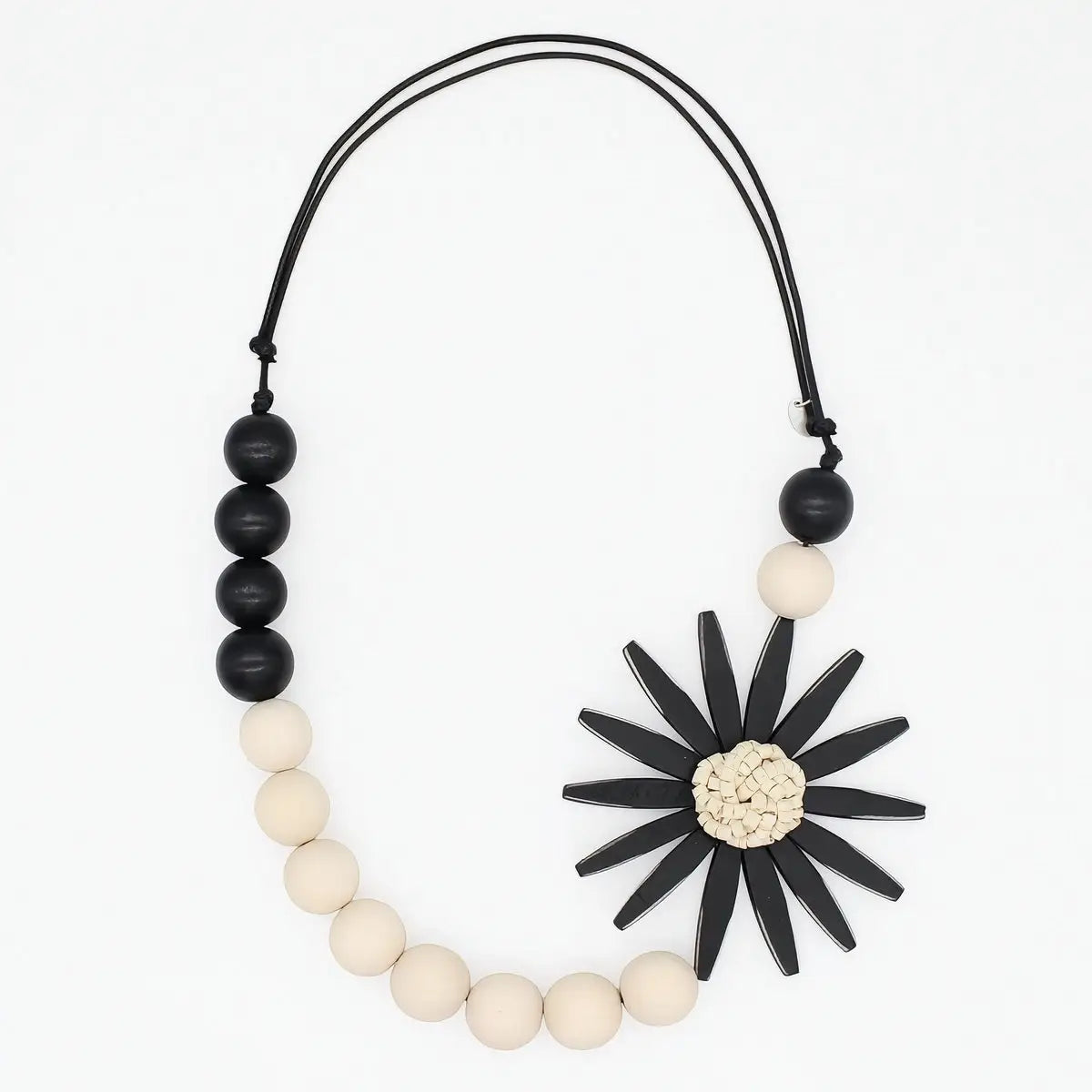 SYLCA Chunky Black Flower Statement Necklace - SD24N23 - BLACK