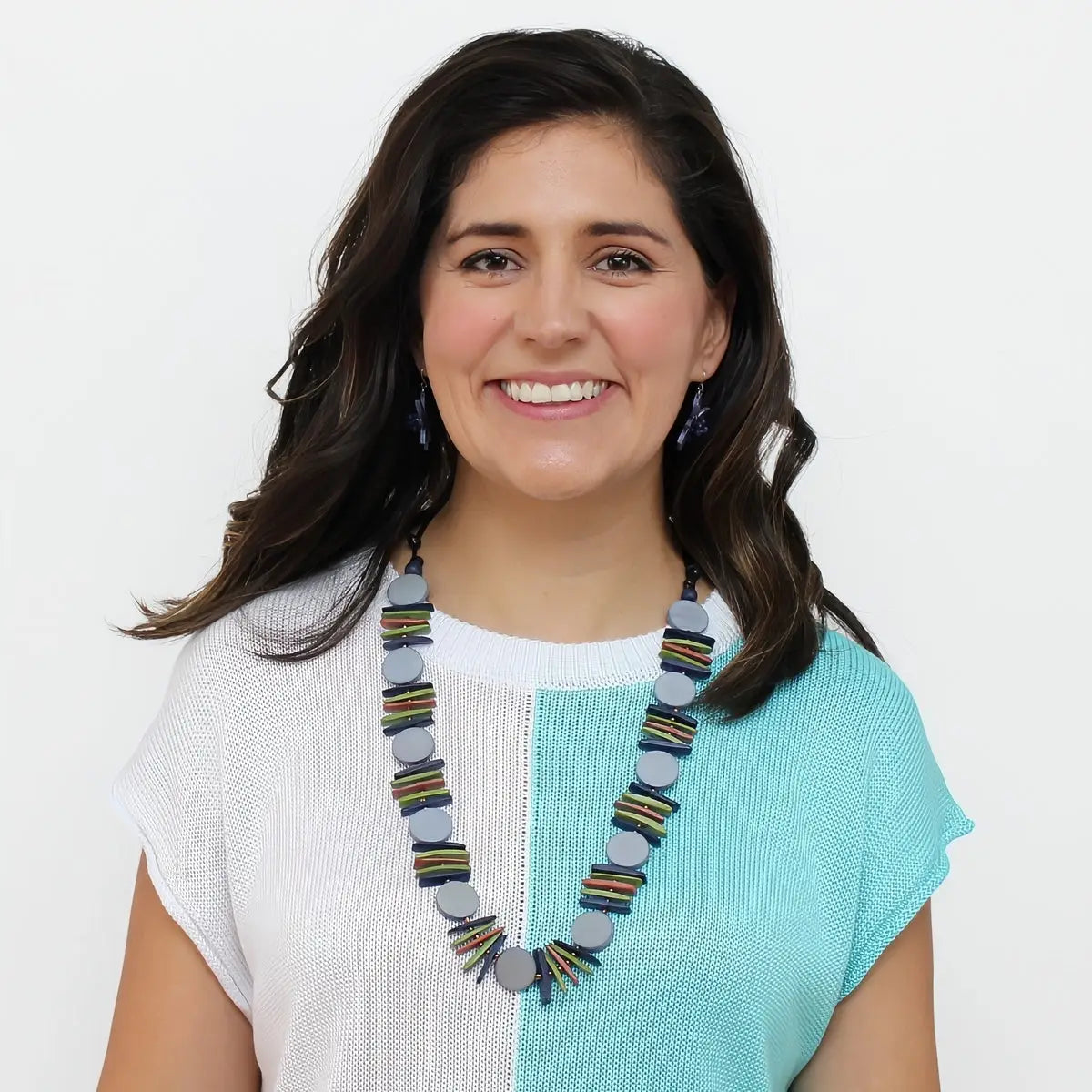 SYLCA Periwinkle Kaia Mixed Bead Statement Necklace