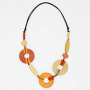 SYLCA Saylor Orange Wood Open Bead Necklace