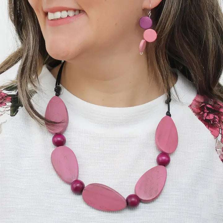 SYLCA Freya Pink Colorful Necklace - SD26N08 - PINK