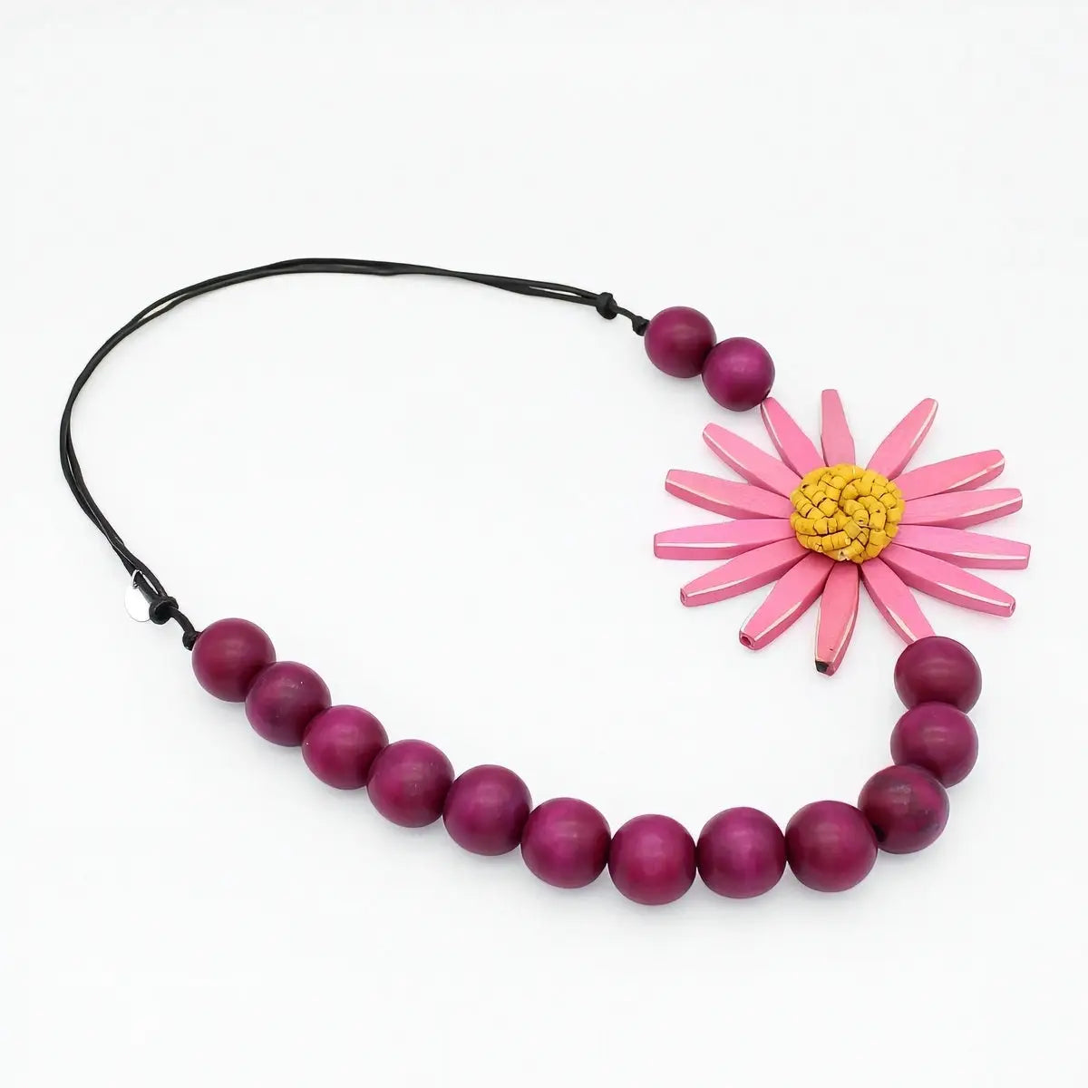 SYLCA Chunky Pink and Yellow Flower Statement Necklace - SD24N23 - PINK/YELLOW