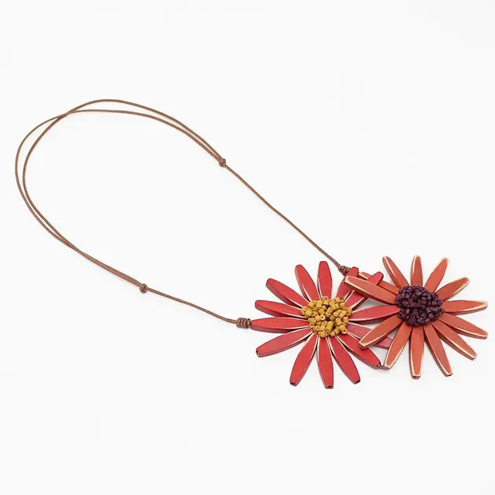 SYLCA Amaya Double Flower Statement Necklace - BP21N16 - ORANGE