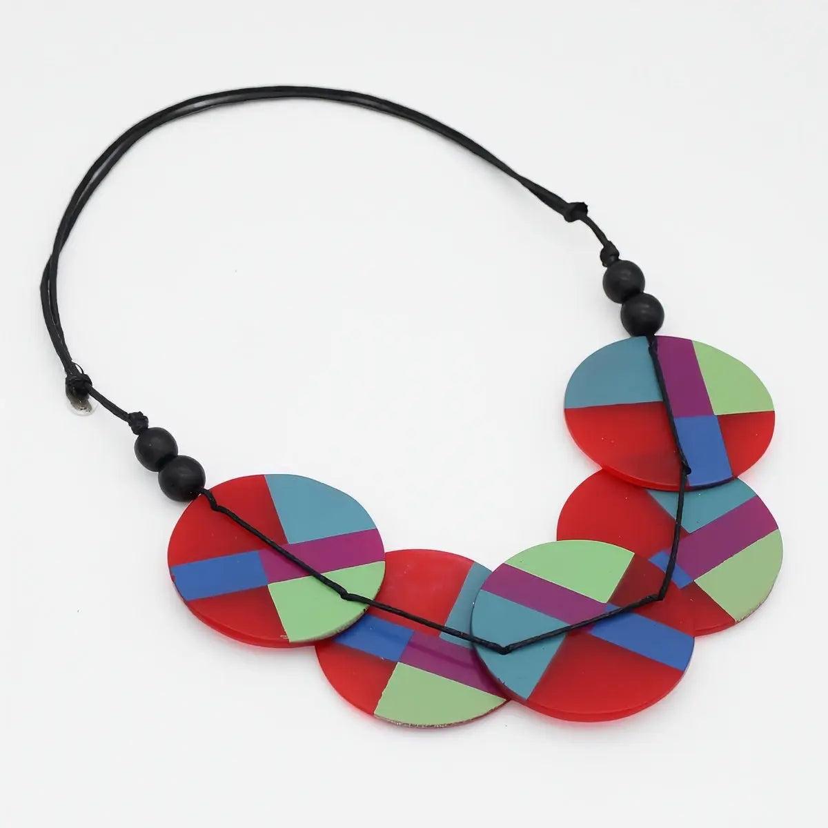 SYLCA Red Geometric Design Statement Necklace
