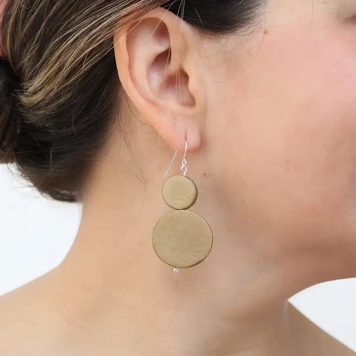 SYLCA Light Brown Double Bead Sarah Earrings - SD18E65 - LIGHT BROWN