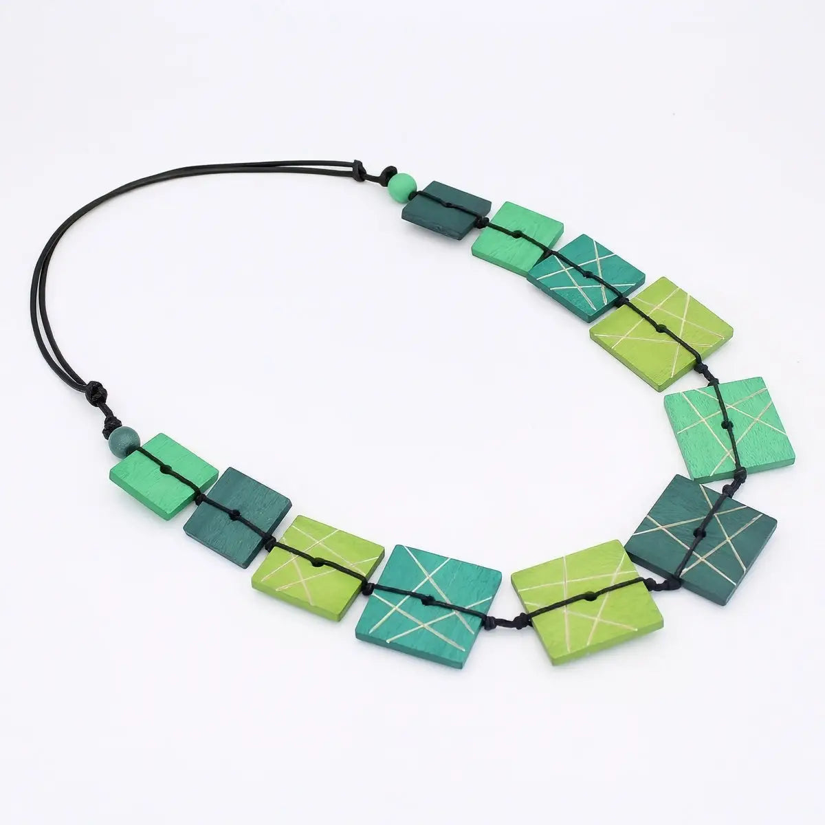 SYLCA Green Wooden Mosaic Necklace