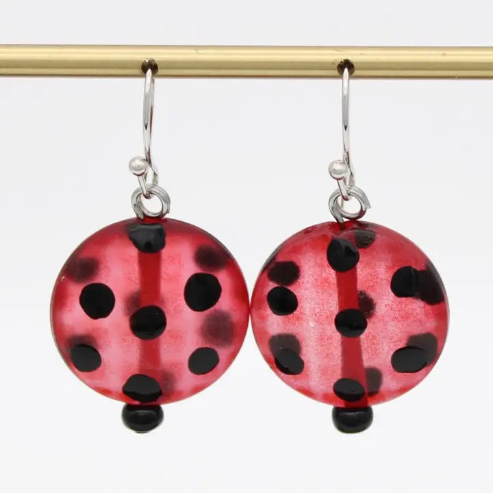 SYLCA Red Polka Dot Drift Earrings - LS26E05 - RED