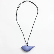 SYLCA Periwinkle Robin Bird Wooden Pendant Adjustable Necklace