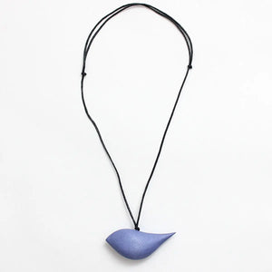 SYLCA Periwinkle Robin Bird Wooden Pendant Adjustable Necklace
