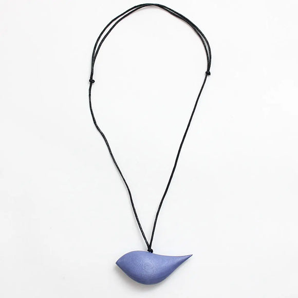 SYLCA Periwinkle Robin Bird Wooden Pendant Adjustable Necklace