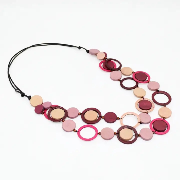 SYLCA Circle Cut Out Necklace - BP25N30 - MAGENTA