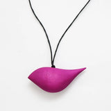 SYLCA Fuchsia Robin Bird Wooden Pendant Adjustable Necklace