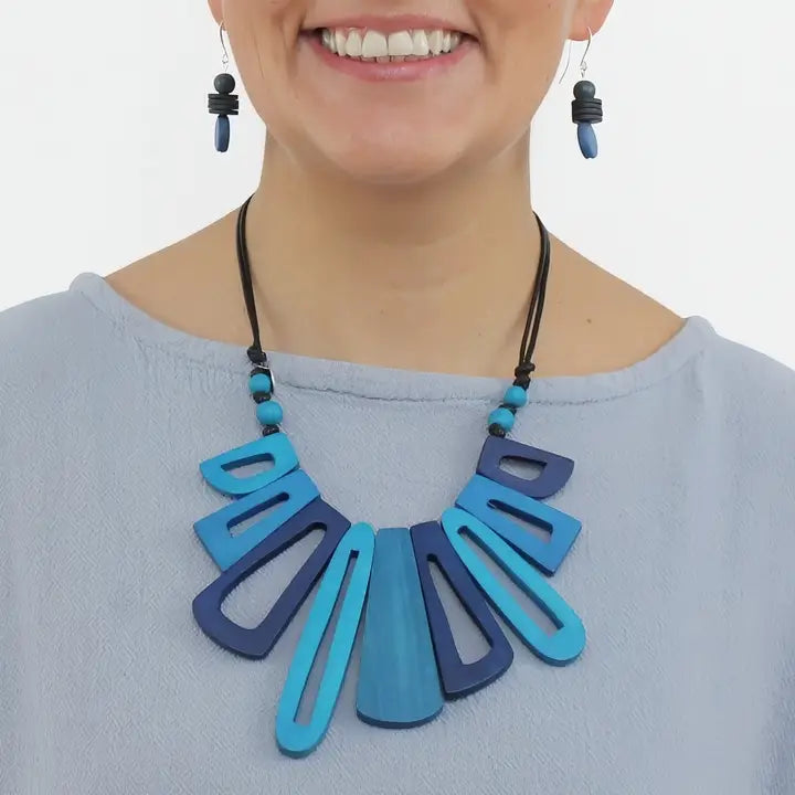 SYLCA Blue Hues Boho Bloom Necklace - LS26N22 - BLUE