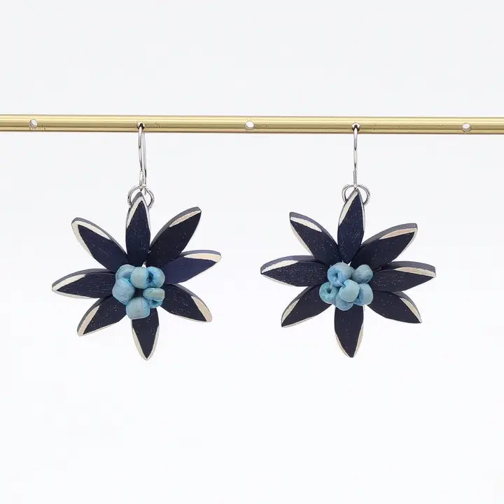 SYLCA Navy Amaya Flower Earrings - P23E02 - NAVY