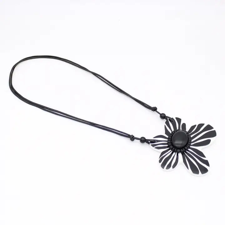 SYLCA Black Bumble Blossom Daisy Pendant - LS26N02 - BLACK