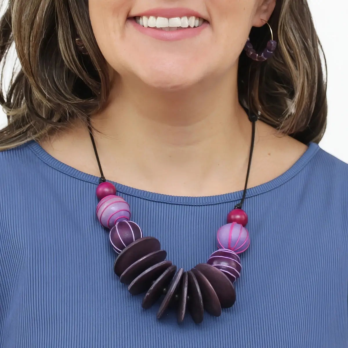 SYLCA Chunk Purple Indie Statement Necklace - SD26N32 - PURPLE