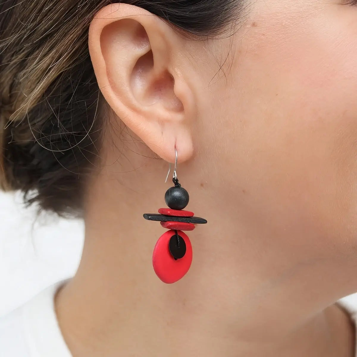 SYLCA Assuta Red Drop Earrings
