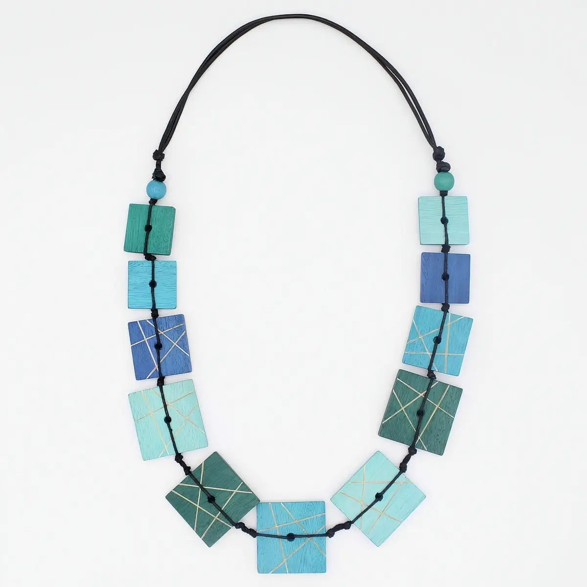 SYLCA Blue Wooden Mosaic Necklace