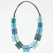 SYLCA Blue Wooden Mosaic Necklace