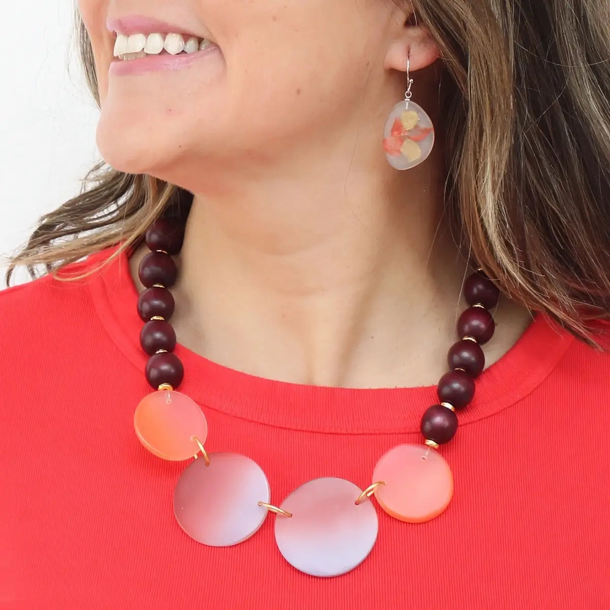 SYLCA Maroon Mirage Statement Necklace - SD26N13 - MAROON
