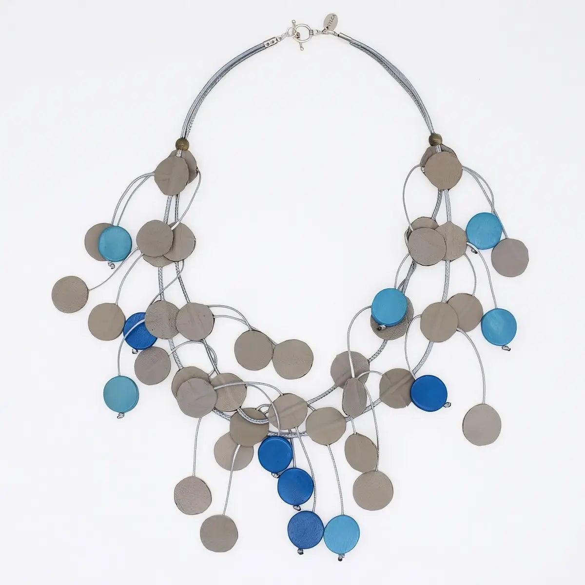 SYLCA Urban Blue Leather Dangle Necklace
