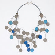 SYLCA Urban Blue Leather Dangle Necklace