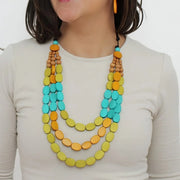 SYLCA Multi Color Block Maya Necklace - BP24N13 - MULTI