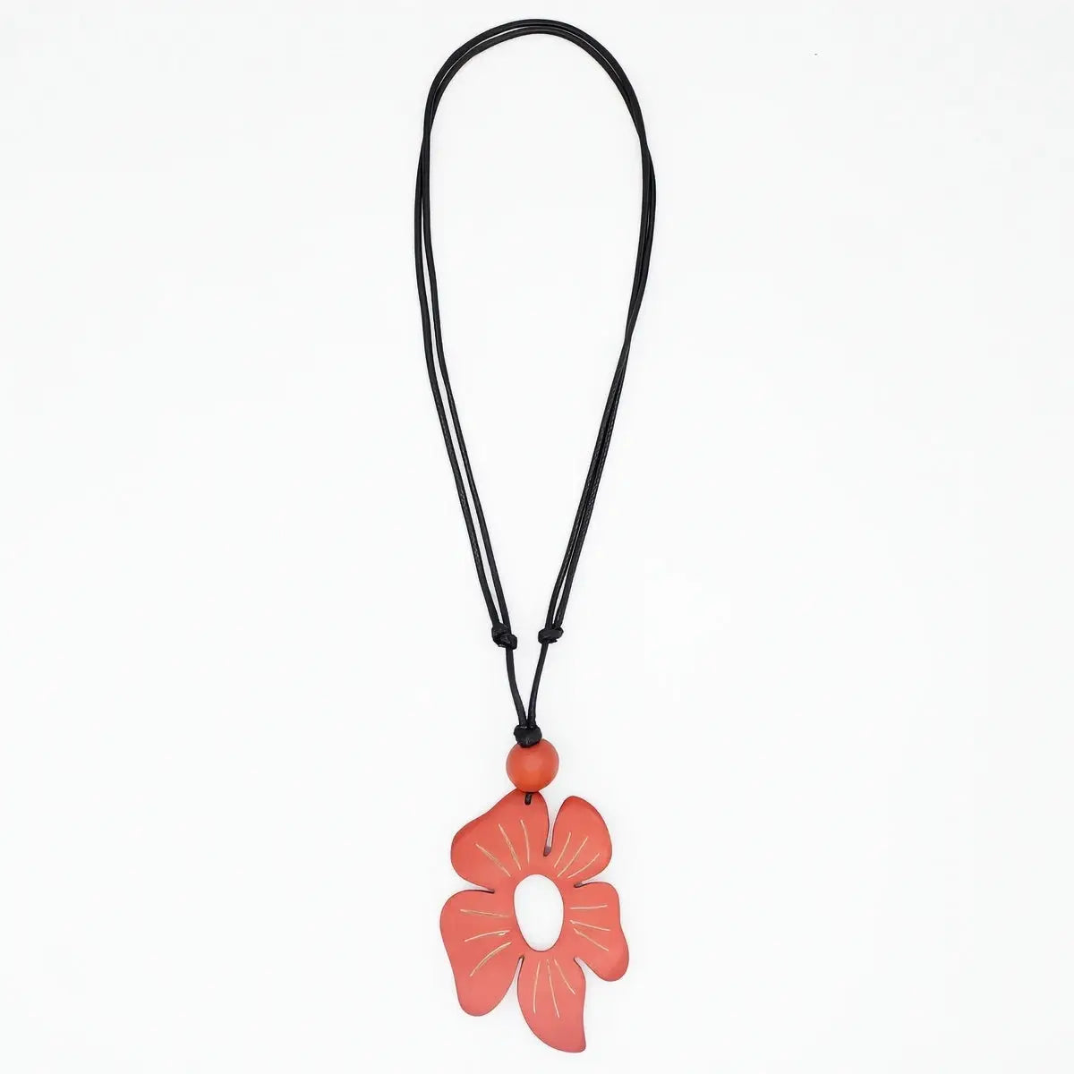 SYLCA Coral Hibiscus Flower Pendant