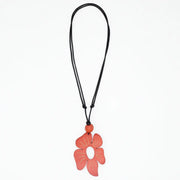 SYLCA Coral Hibiscus Flower Pendant