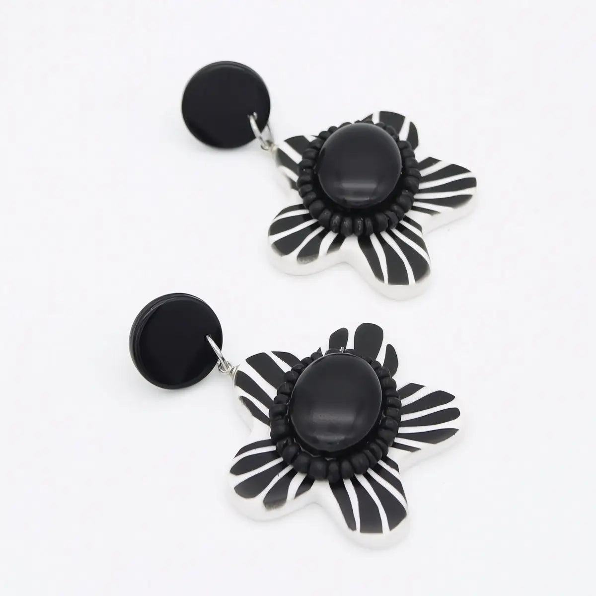 SYLCA Black Blossom Daisy Earrings - LS26E02 - BLACK