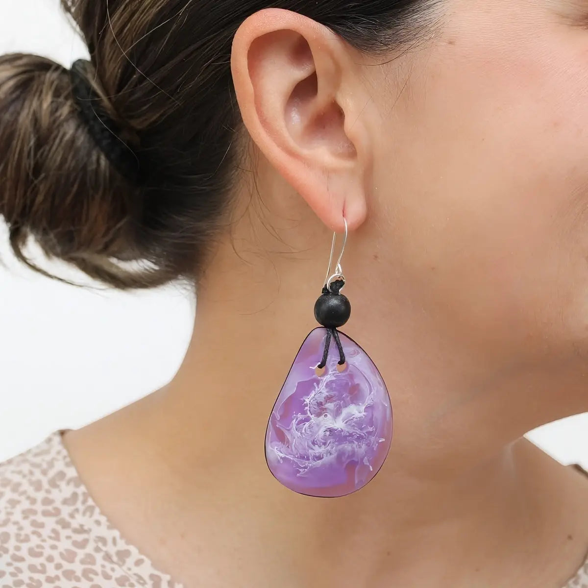 SYLCA Purple Marble Petal Pop Resin Earrings - SD26E06 - PURPLE