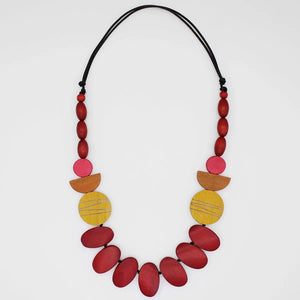 SYLCA Golden Timber Wood Bead Necklace