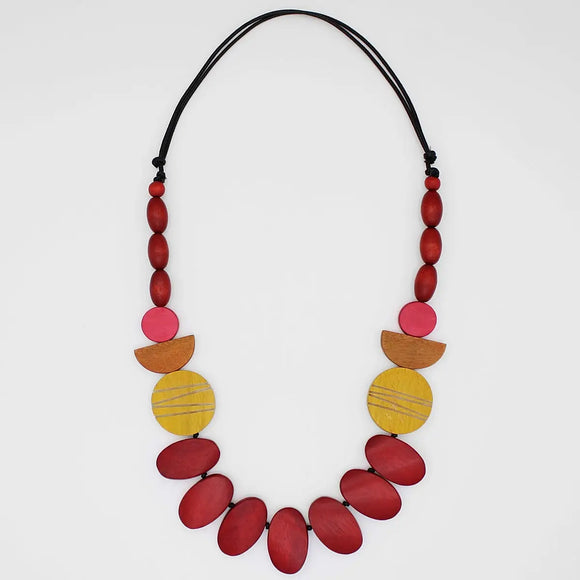 SYLCA Golden Timber Wood Bead Necklace